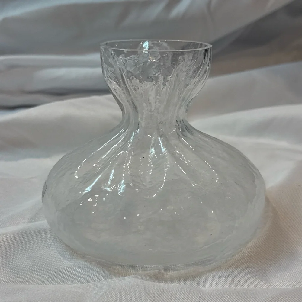 Vintage Swedish Glass Vase SEA Glasbruk by Kosta Rune Strand Sack Textured Vase